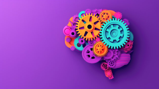 Creative Concept of Human Brain as Colorful Gears