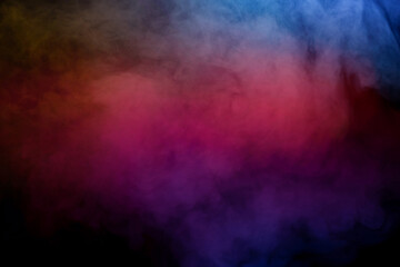 Blue and yellow steam on a black background.