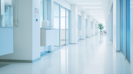 Modern Hospital Corridor with Bright Lighting