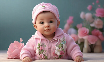 little girl with flower