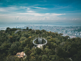 Top down view of Curtis Crest Tree Top Walk - The highest accessible viewing platform on Penang...