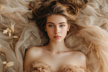 luxury woman model portrait natural background minimalistic