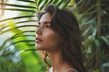 luxury woman model portrait natural background minimalistic