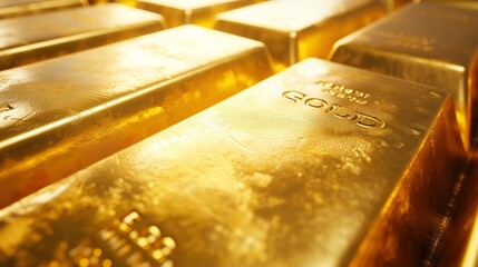 Close-up of Gold bars and Ingots Financial concept