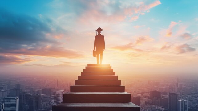 Educational Success and Career Achievement Concept Scene learning, growth, and professional accomplishments