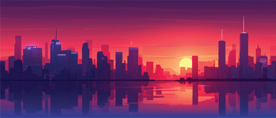 Fototapeta na wymiar City of background with dusk panorama nuance illustration vector