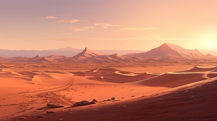 Fototapeta na wymiar Tranquil, desert panorama, towering sand dunes, unspoiled grandeur, nature's vastness, wilderness. Generated by AI.