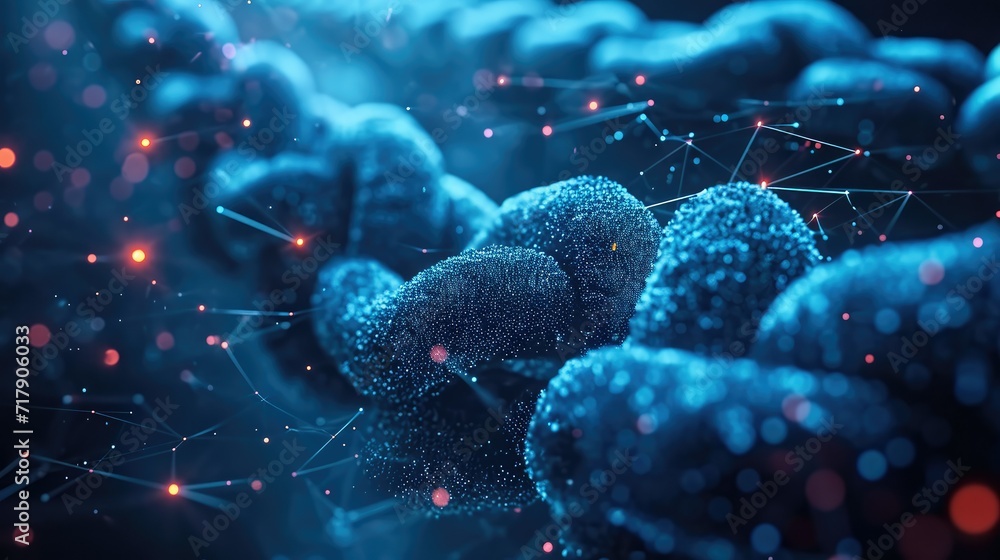 Poster block chain and cloud data. abstract futuristic technology background. generative ai.