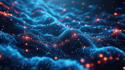 Block Chain and Cloud data. Abstract futuristic technology background. Generative AI.