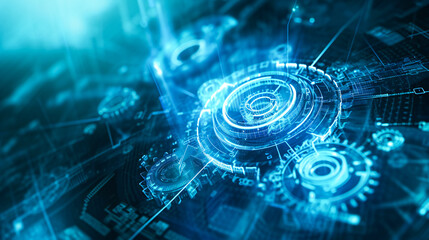 Blue abstract gear and technology background illustration