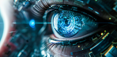 Android or cyborg woman bionic eye