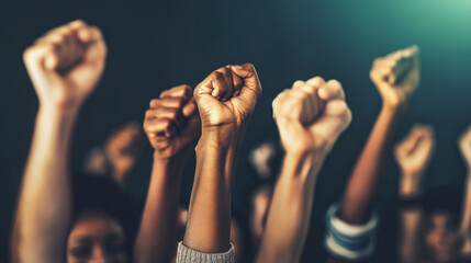 Mãos para cima com o punho fechado em forma de protesto e revolução