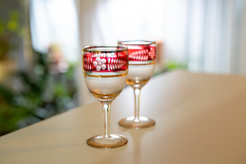 빈티지 와인 컵 글라스