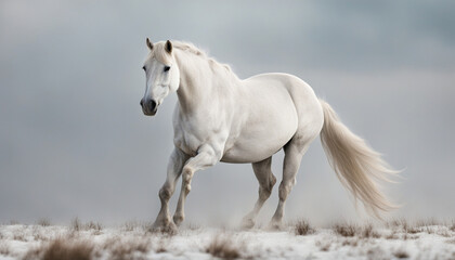 Obraz na płótnie Canvas A white horse running 