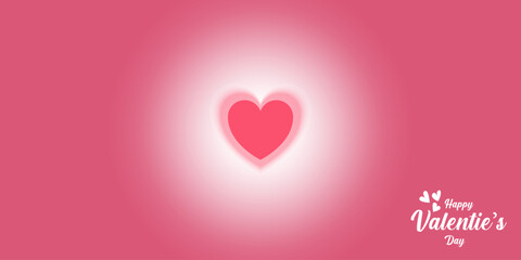 Horizontal banner with pink. Place for text. Happy Valentine's day sale header or voucher template with heart. Rose gradient Background frame pastel colors.