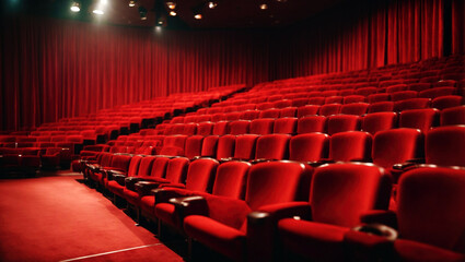 Empty theater with red seats