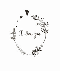Fototapeta premium Decoration graphic design flower illustration heart icon color