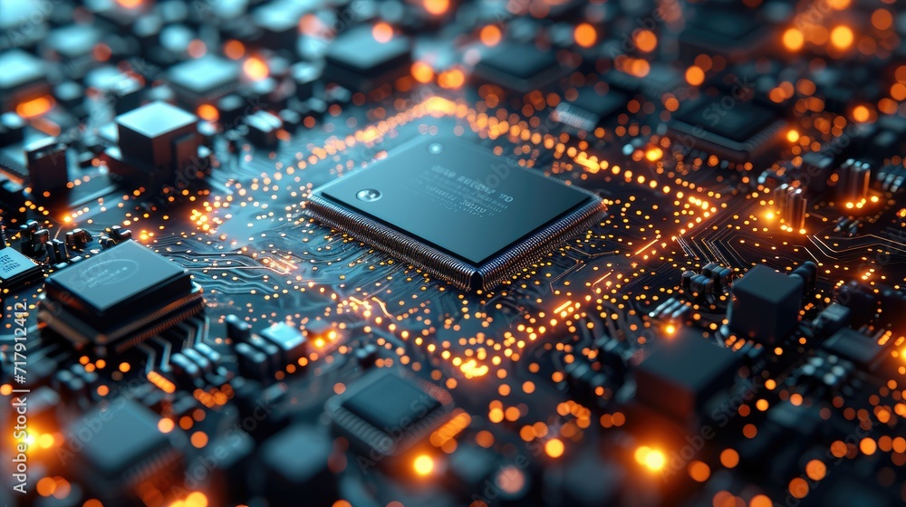 Fototapete background of high-quality keynotes with semiconductors at the center. generative ai.