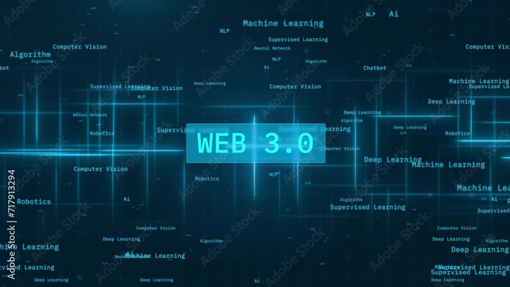 Aufkleber web 3.0 text on futuristic cyberspace background