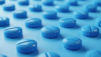 Obraz na płótnie Canvas 3d rendering blue pill pills abstract on a blue background, in the style of monochromatic.