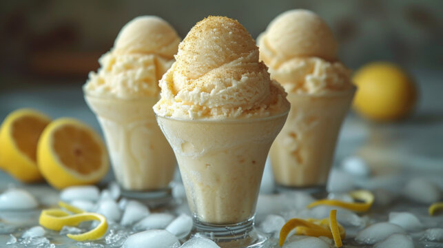 frozen beerys on a lemon icecrem