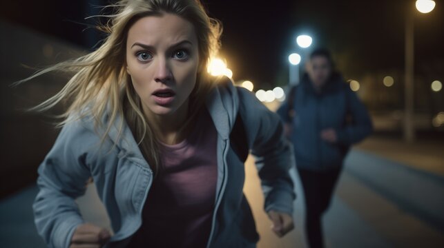 Woman running scared for her life