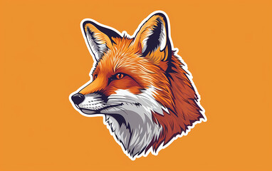 Obraz premium raposa vermelha design de adesivo, arte, criativo, cores fortes, fundo de cor sólida