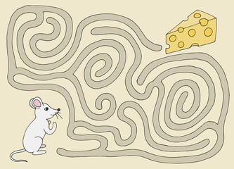 Mouse goes to the cheese maze graphic color sketch illustration vector