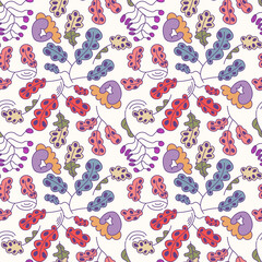 Vector seamless nature pattern with chaotic leaves
