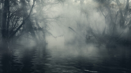 Mist-Enshrouded Swamp: The Muted Whispers of an Abandoned World
