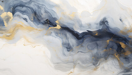 Naklejka premium an abstract marble pattern with gold and blue, in the style of light white and gray, soft edges and atmospheric effects,, layered fabrications, meticulous