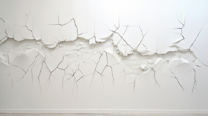 cracks in an old white wall, poured, photo-realistic hyperbole, chalk, hard-edged