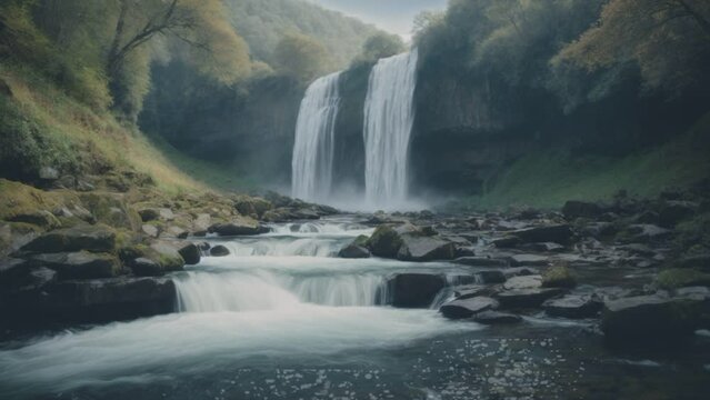 Waterfall. seamless looping time-lapse animation video background