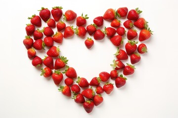 strawberries arranged in the shape of a heart, a heart made from strawberries on white background