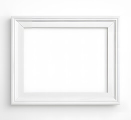a white picture frame on a white surface ai generative