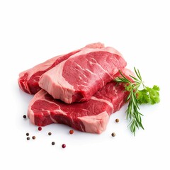 fresh beef on a solid white background