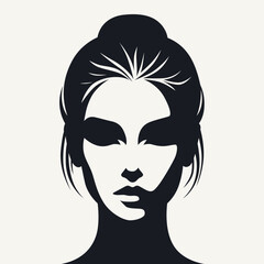 Silhouette of a woman's head with hairstyle. Vector illustration.