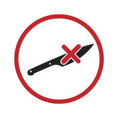 Obraz premium Isolated prohibition sign of do not bring knife, blade, sharp objects, indoor security sign
