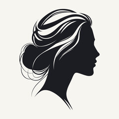 Silhouette of a woman's head with hairstyle. Vector illustration.