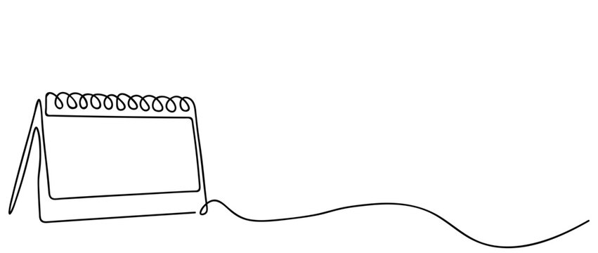 Loose-leaf calendar continuous line drawing. Organizer concept. Time planer concept