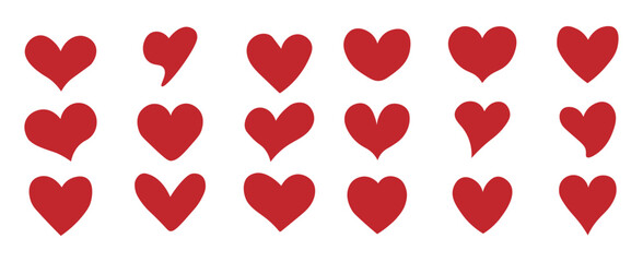 Red hearts. Set of love symbol for web site logo, mobile app UI design. Design elements for Valentine's day