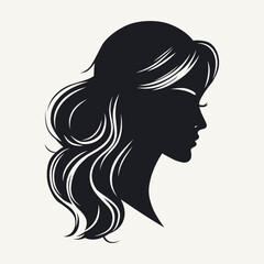 Silhouette of a woman's head with curly hair. Vector illustration.