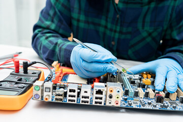 Repairing and upgrade mobile phone, electronic, computer hardware and technology concept.