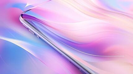 A mobile wallpaper featuring abstract pastel holographic patterns