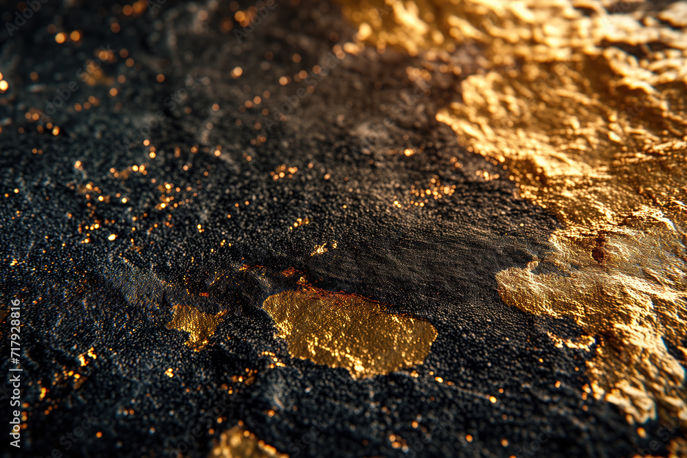 Poster golden layers on a black rock. background image. created with generative ai technology