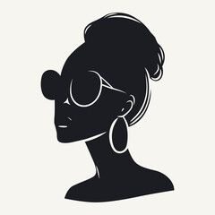 Silhouette of the head of a beautiful woman. Vector illustration