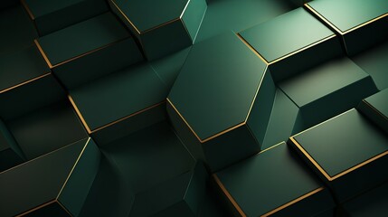 An innovative style for networking technology can be found in this 3d render wallpaper featuring hexagonal gold lines and modern green colors.