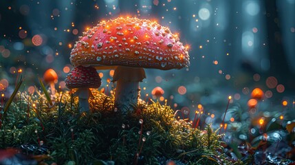 A Magical Mushroom fantasy Wonderland, fantasy mushroom home background, fantasy, poster, wallart, background, generative ai - obrazy, fototapety, plakaty