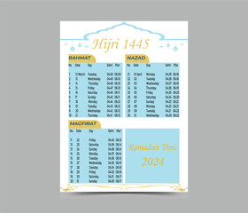 Ramadan timetable calendar template. Ramadan Calendar. Ramadan Kareem Timing Calendar.
