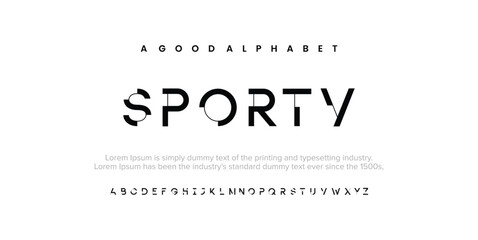 Sporty Abstract Fashion font alphabet. Minimal modern urban fonts for logo, brand etc. Typography typeface uppercase lowercase and number. vector illustration